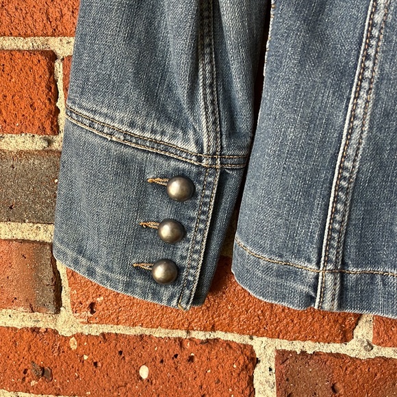 Banana Republic Jean Jacket Cropped 3/4 Length Sleeve Denim, Size 0 - Picture 7 of 9